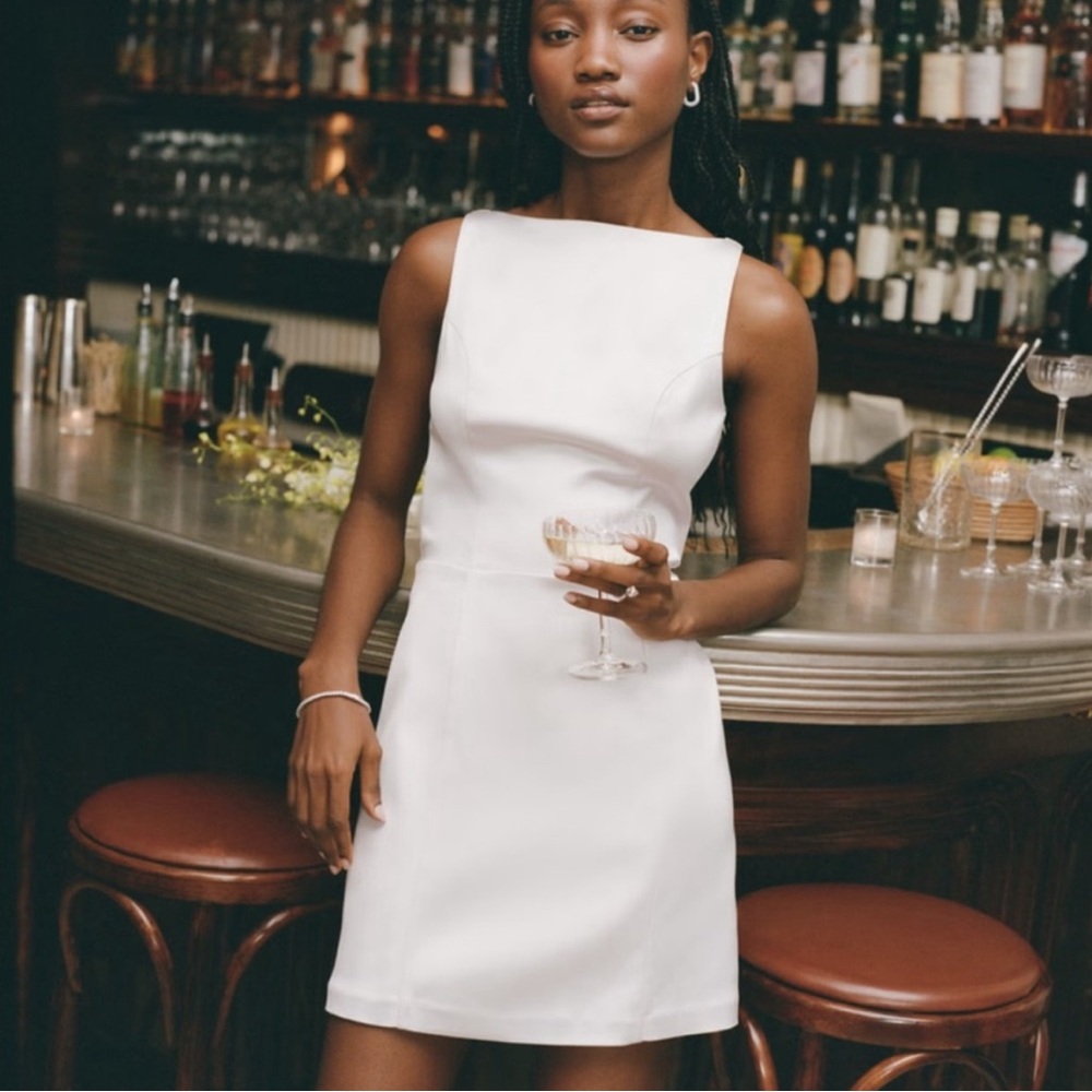 Abercrombie & Fitch Slash Neck mini dress white (small petite) NWT
